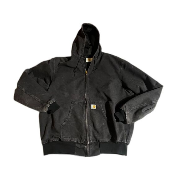 Carhartt Black Utility Jacket Mens XXL Tall Canvas Lined Heavy Duty Clean - Picture 1 of 10